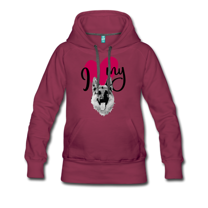 I Love My Dog Women’s Premium Hoodie - burgundy