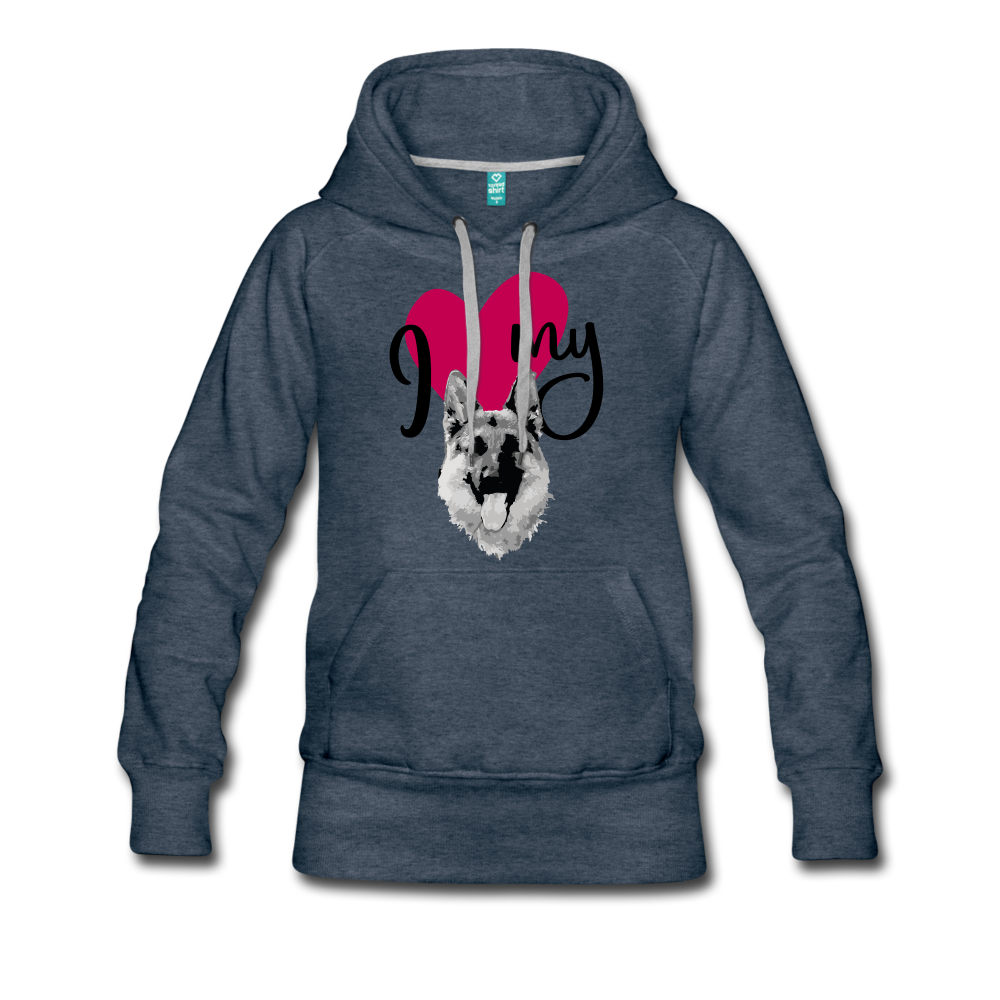 I Love My Dog Women’s Premium Hoodie - heather denim