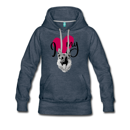 I Love My Dog Women’s Premium Hoodie - heather denim
