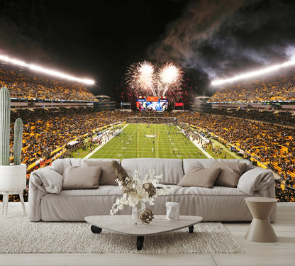 Heinz Field Football Stadium Steelers Wallpaper Night Mural living room couch