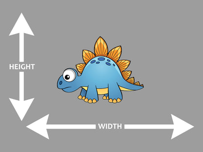 Stegosaurus Cartoon Blue and Orange Wall Art Decal