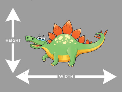 Stegosaurus Cartoon Green and Orange Wall Art Decal