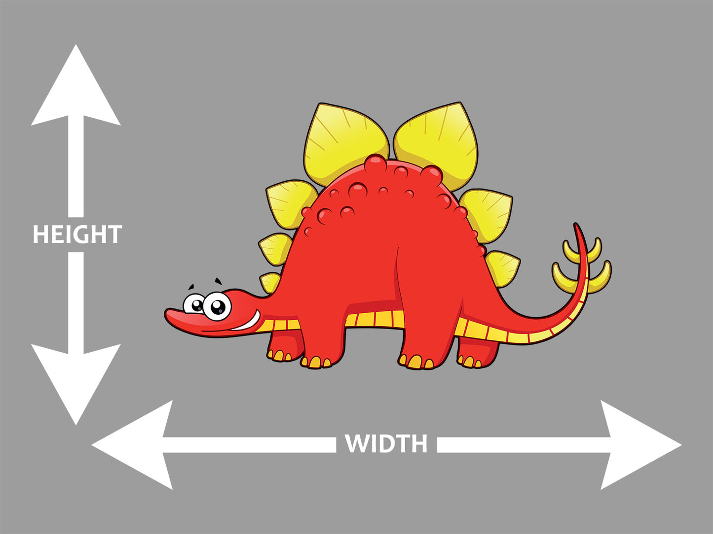Stegosaurus Cartoon Red and Yellow Wall Art Decal