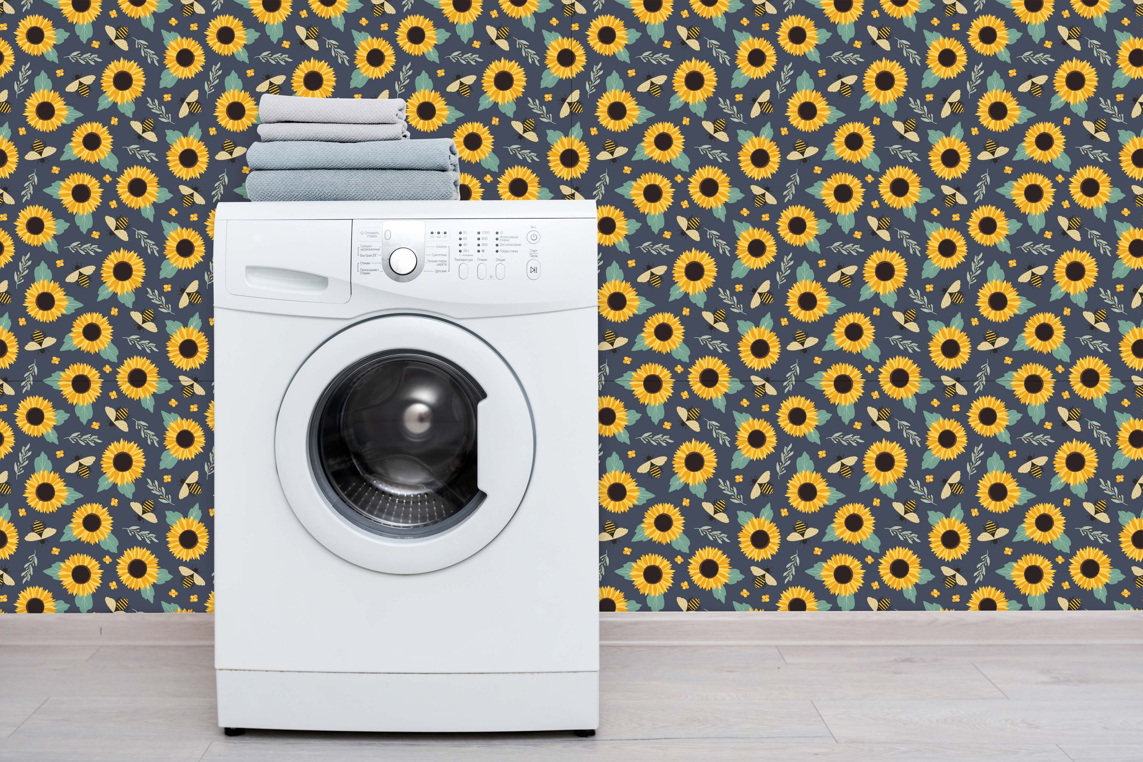 Sunflowers and Bees Wallpaper Mural