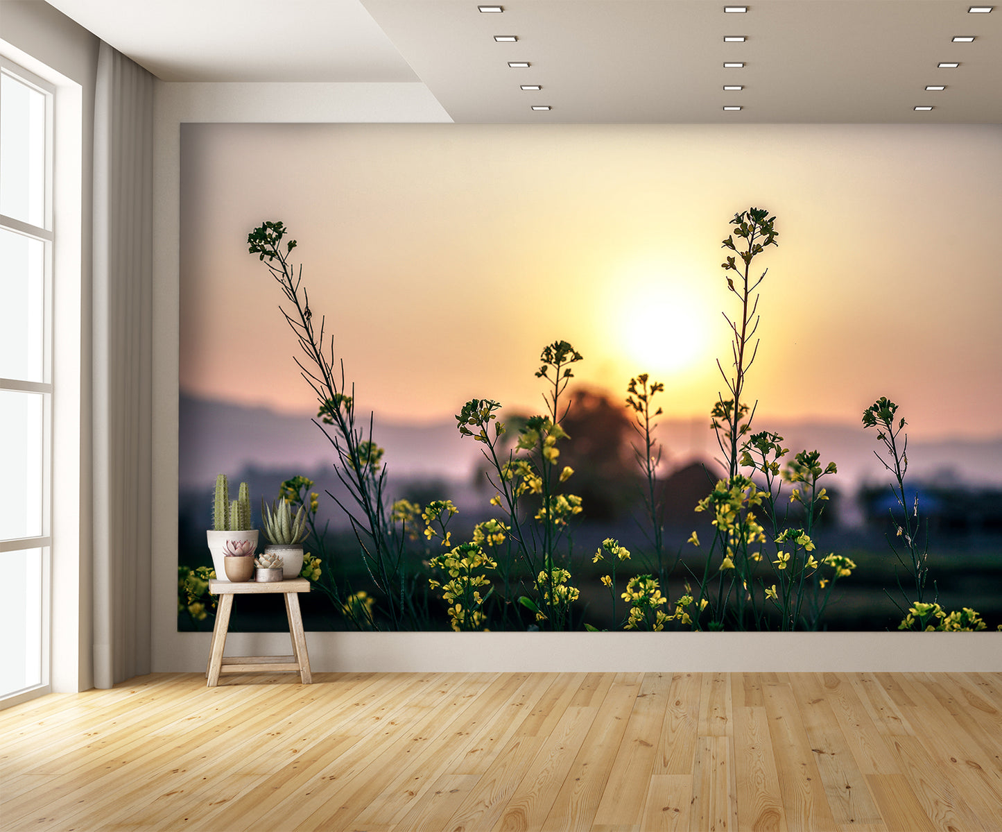Sunset Flowers Mural Wallpaper