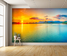 Beautiful Wallpaper Sunset on Water Wallpaper Mural extra room