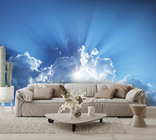 Wall Mural Sunlight rays wallpaper Among White Clouds living room couch