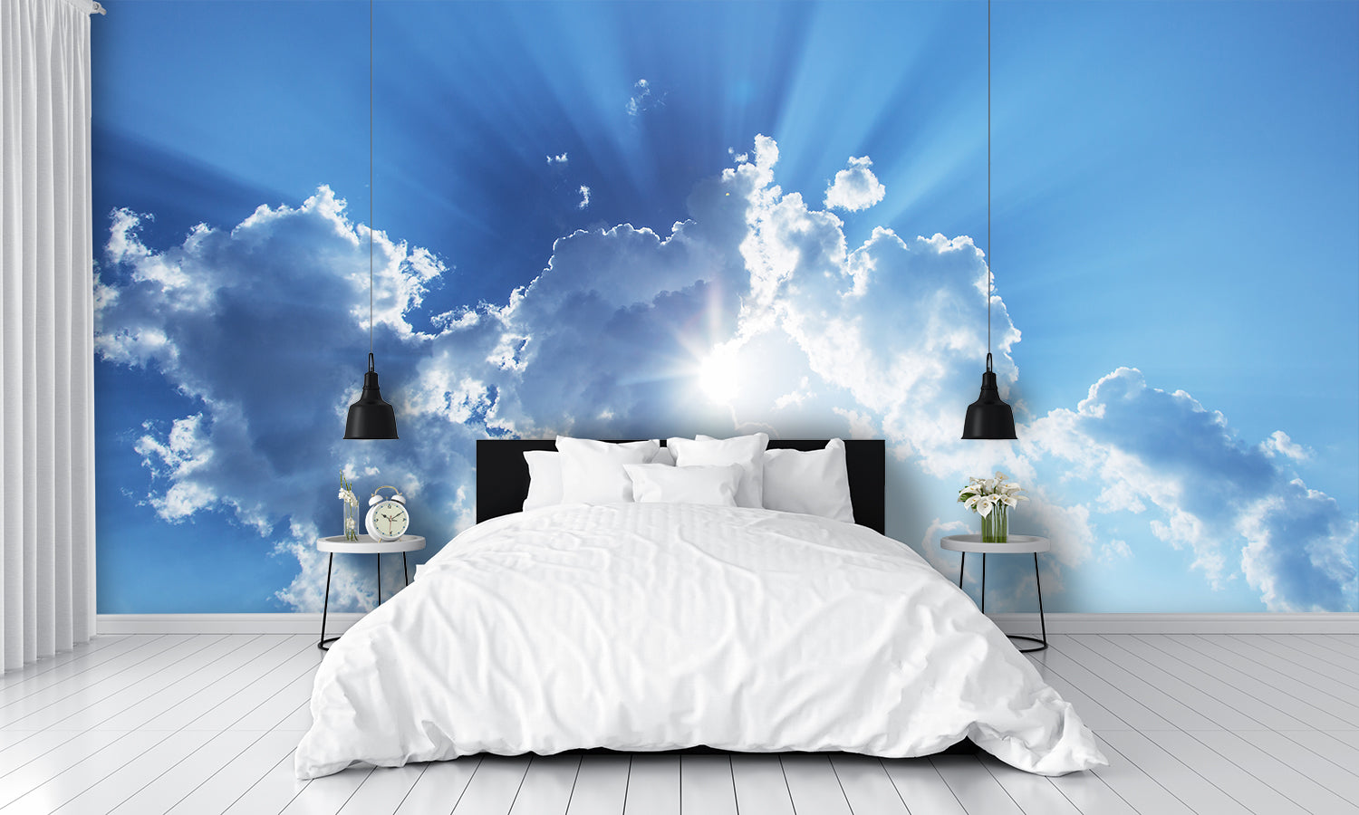 Wall Mural Sunlight rays wallpaper Among White Clouds bedroom