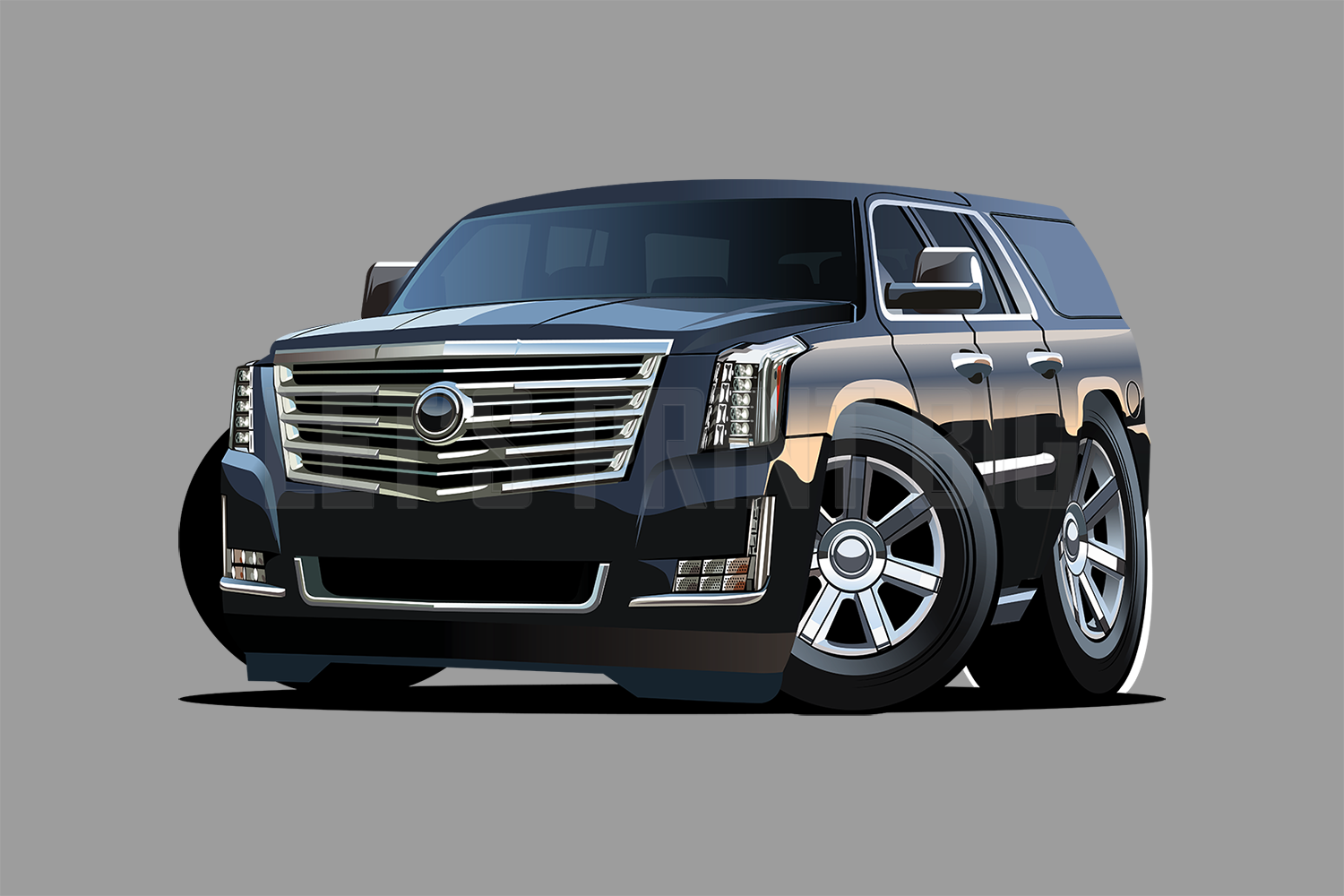 Cadillac Car Art SUV Truck Cartoon Wall Decal
