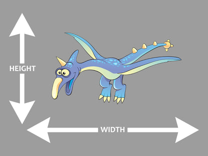 Teradactyl Cartoon Blue and Purple Wall Art Decal