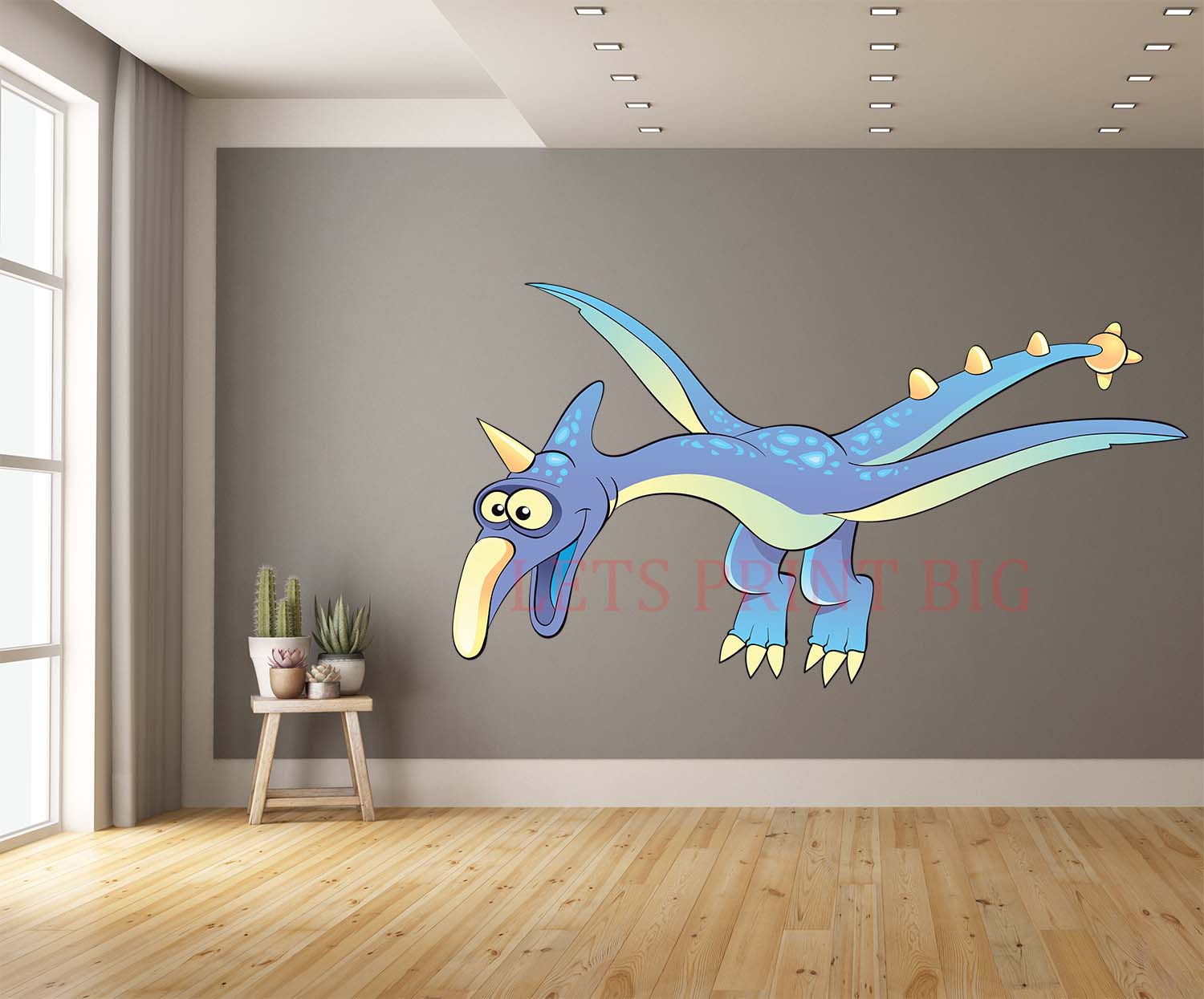 Teradactyl Cartoon Blue and Purple Wall Art Decal