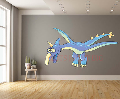Teradactyl Cartoon Blue and Purple Wall Art Decal