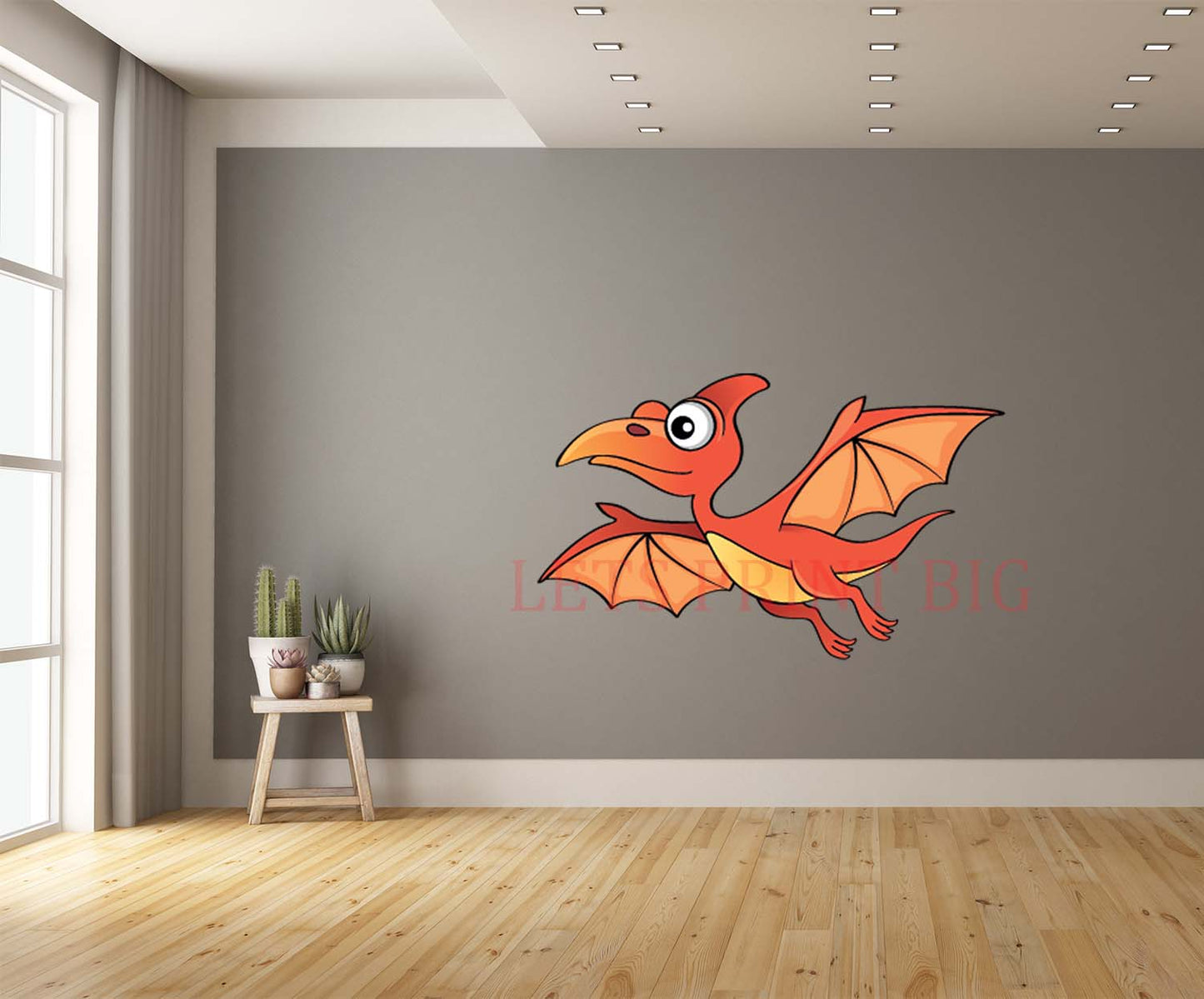 Teradactyl Cartoon Red Wall Art Decal