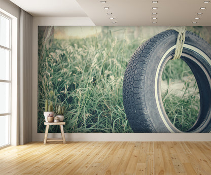 Tire Swing Mural Wallpaper
