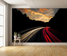 Blurred Traffic Lights with Sunset Mural Wallpaper