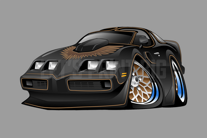 Car Art Classic muscle car wall decals 1979 Pontiac Trans Am Bandit Warp Black REMOVABLE REPOSITIONABLE