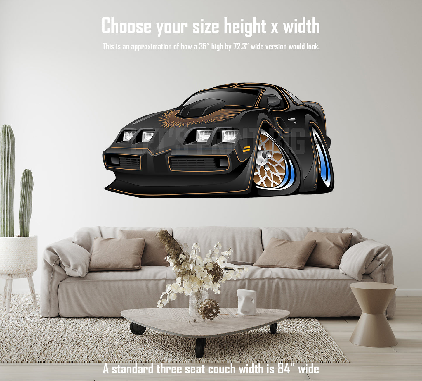 Car Art Classic muscle car wall decals 1979 Pontiac Trans Am Bandit Warp Black REMOVABLE REPOSITIONABLE