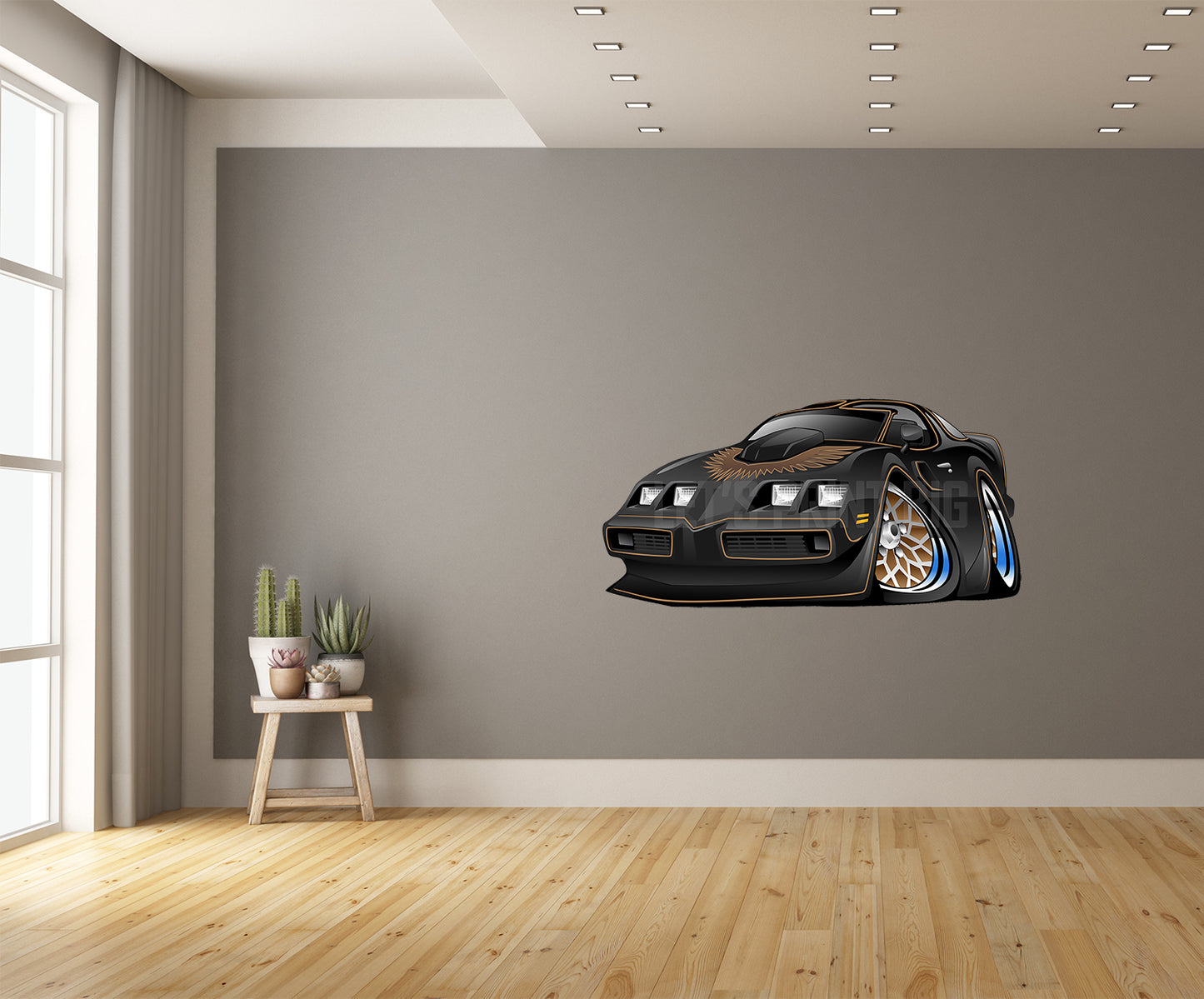 Car Art Classic muscle car wall decals 1979 Pontiac Trans Am Bandit Warp Black REMOVABLE REPOSITIONABLE