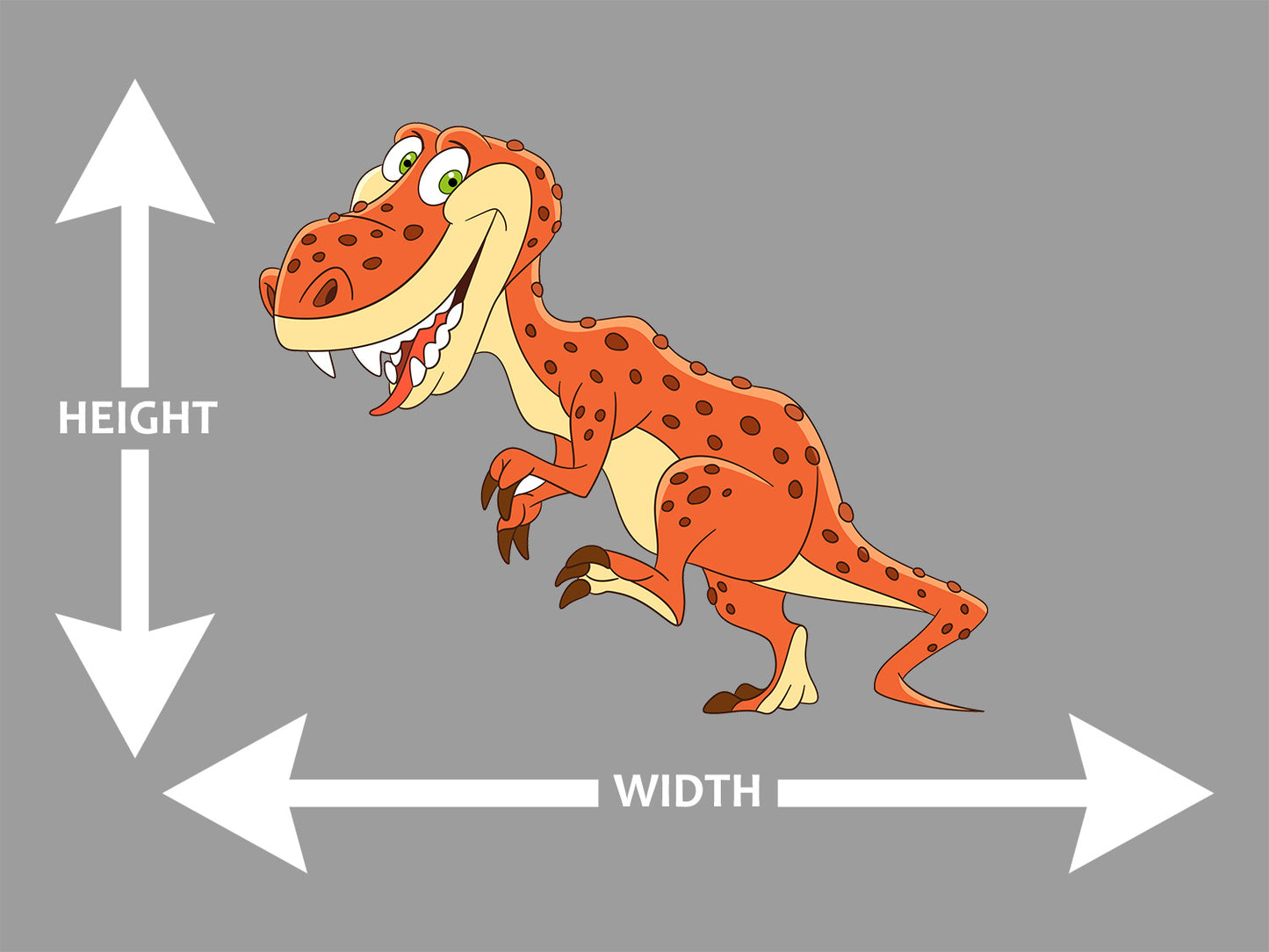 T Rex Cartoon Orange Wall Art Decal