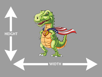 T Rex Cartoon Green With a Cape Wall Art Decal