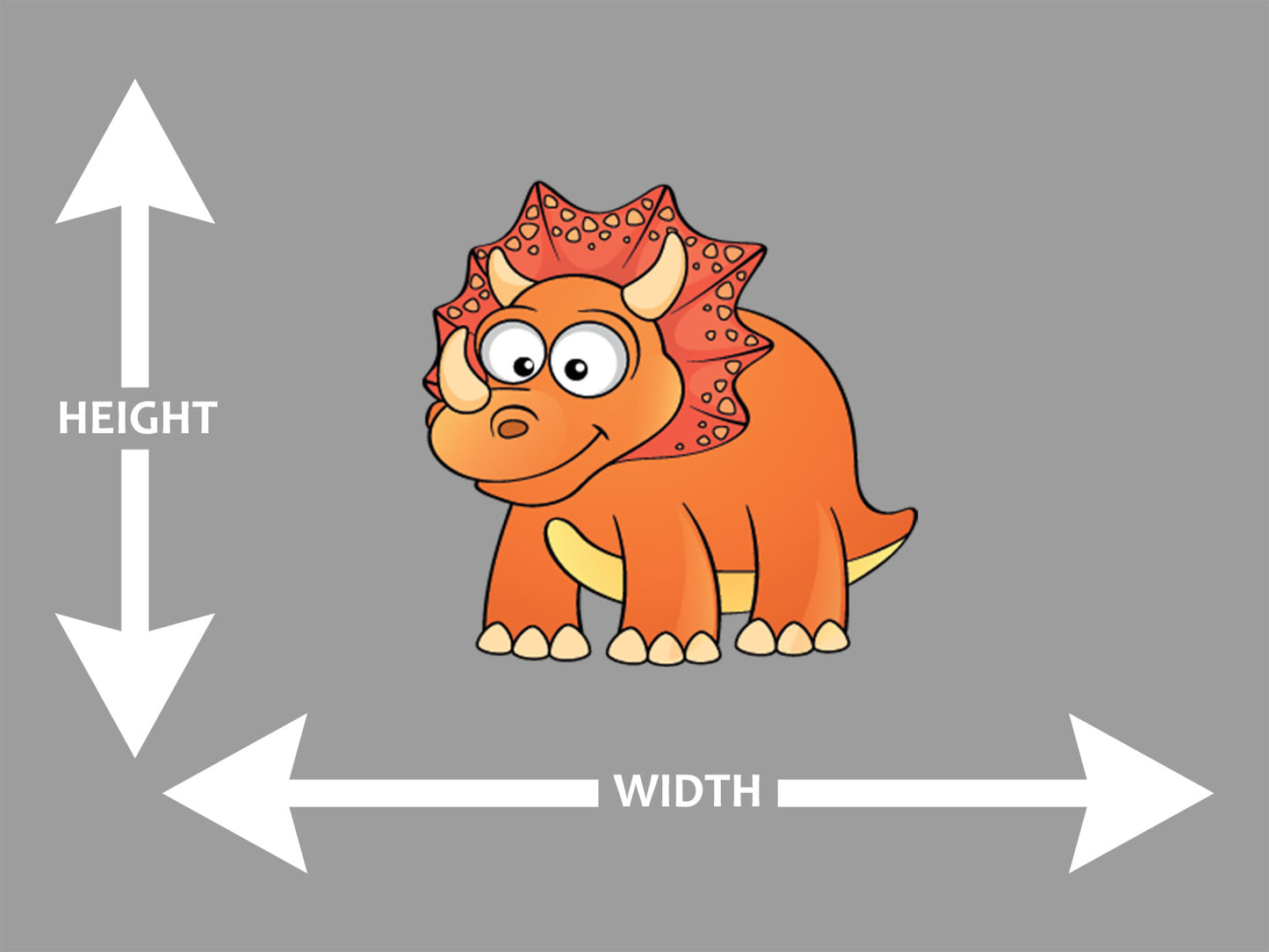 Triceratops Cartoon Orange Wall Art Decal