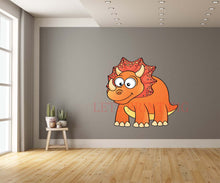 Triceratops Cartoon Orange Wall Art Decal