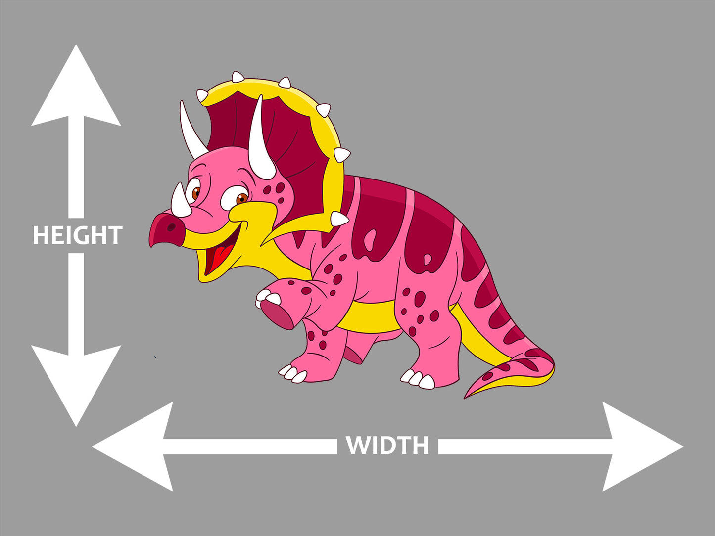 Triceratops Cartoon Pink, Yellow, and Red Wall Art Decal