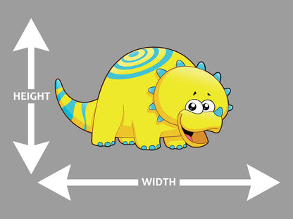 Triceratops Cartoon Yellow and Blue Wall Art Decal