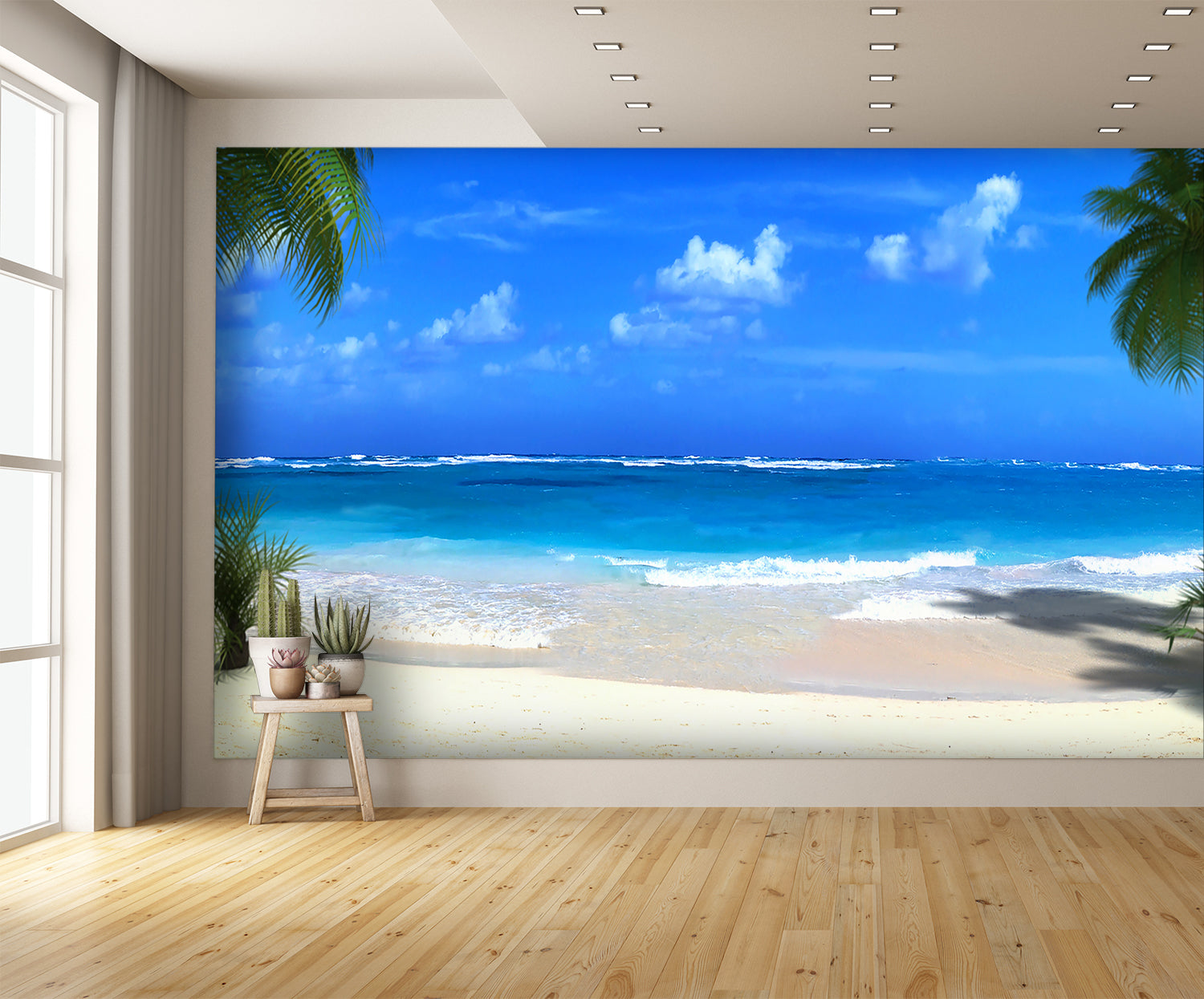 Custom High Resolution Wallpaper Tropical Beach Mural extra room