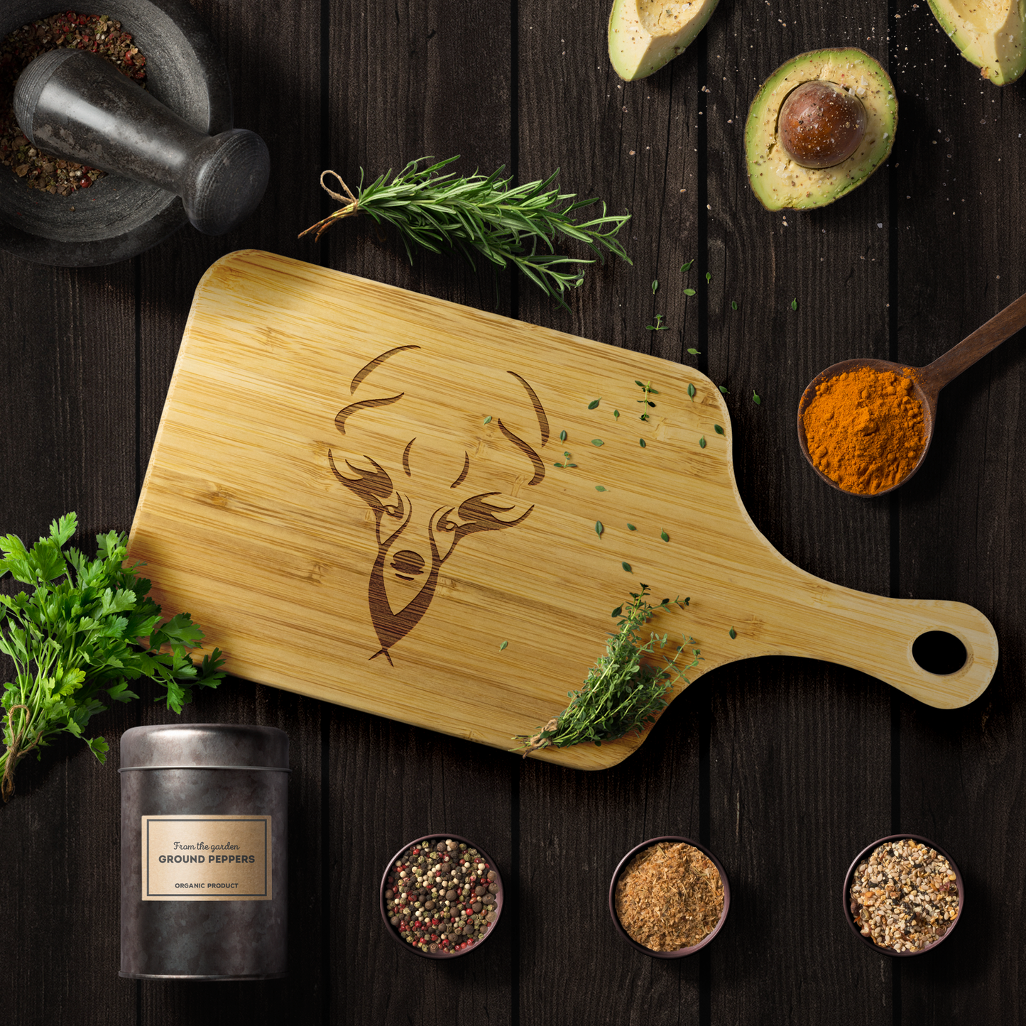 Deer Head Silhouette Cutting Board with handle
