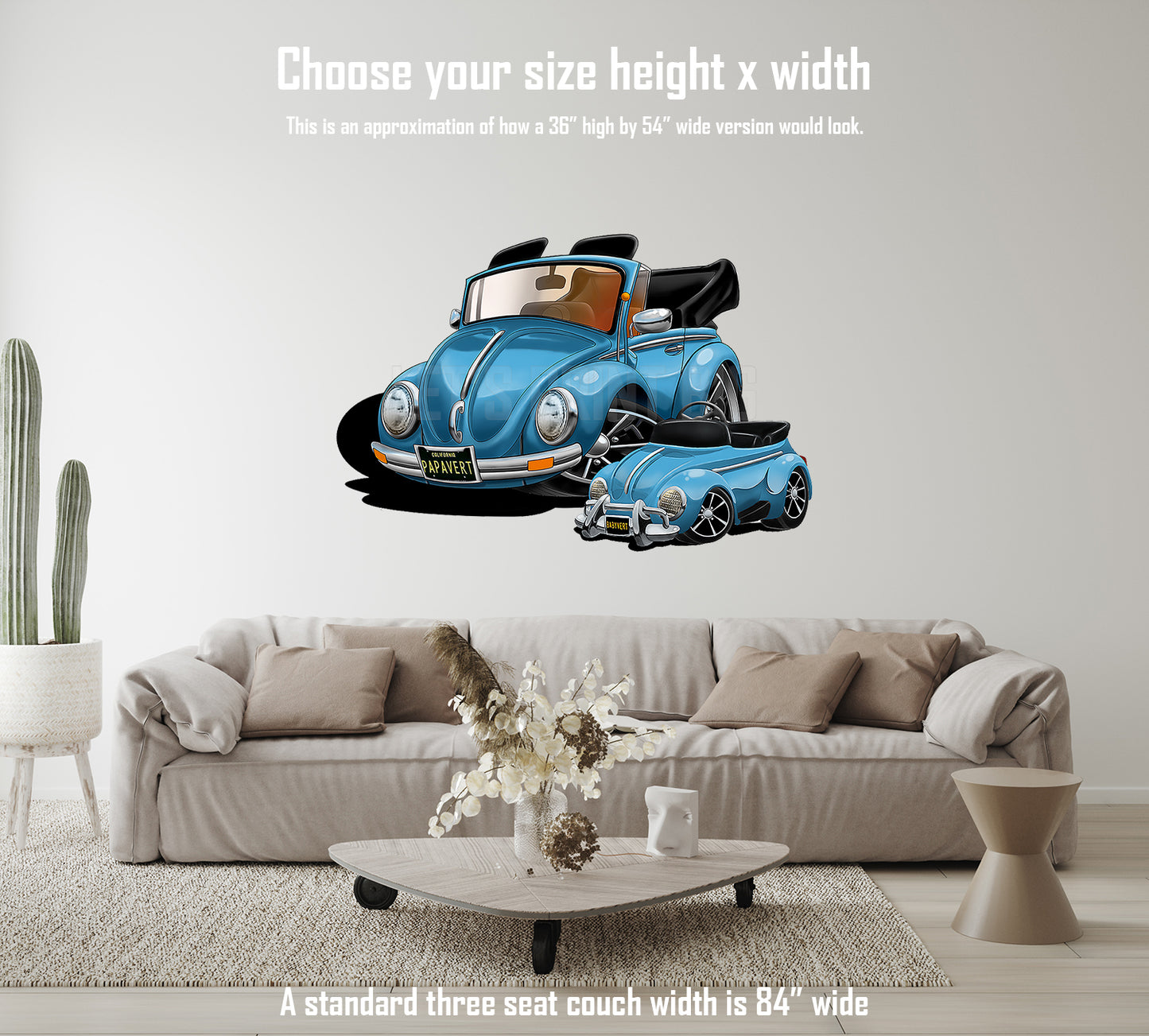 Car Art Volkswagon Twins Hot Rod Cartoon Wall Decal