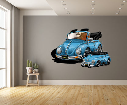 Car Art Volkswagon Twins Hot Rod Cartoon Wall Decal