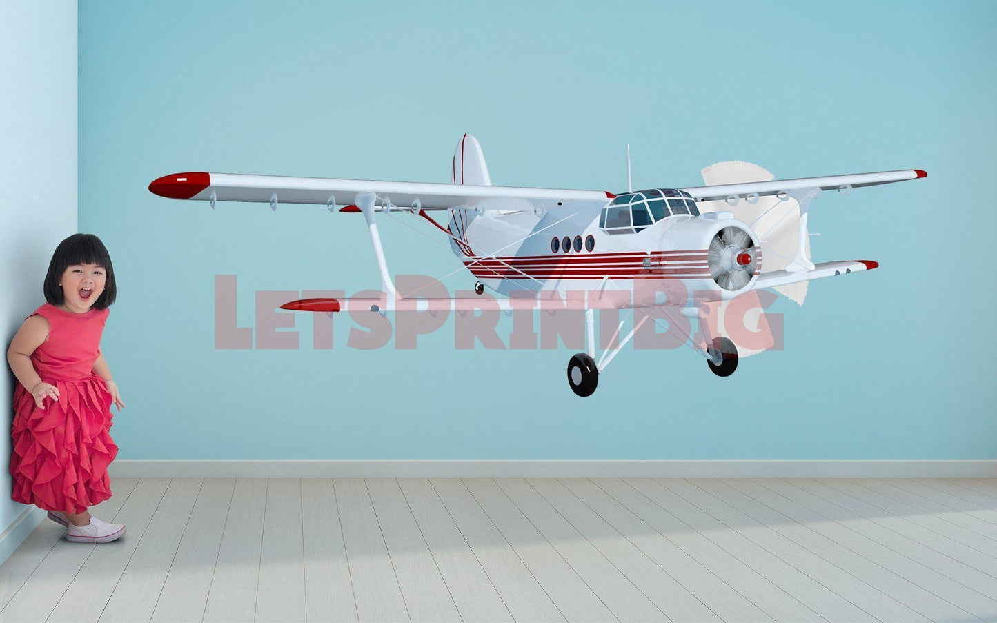 Airplane Staggerwing Biplane WALL DECAL REMOVABLE REPOSITIONABLE