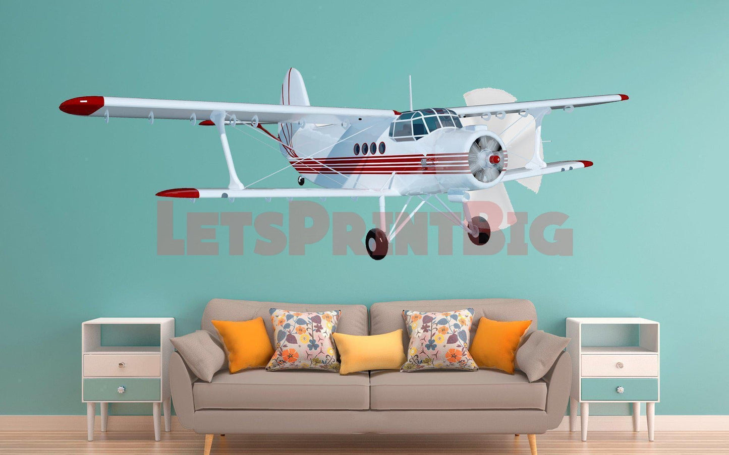 Airplane Staggerwing Biplane WALL DECAL REMOVABLE REPOSITIONABLE