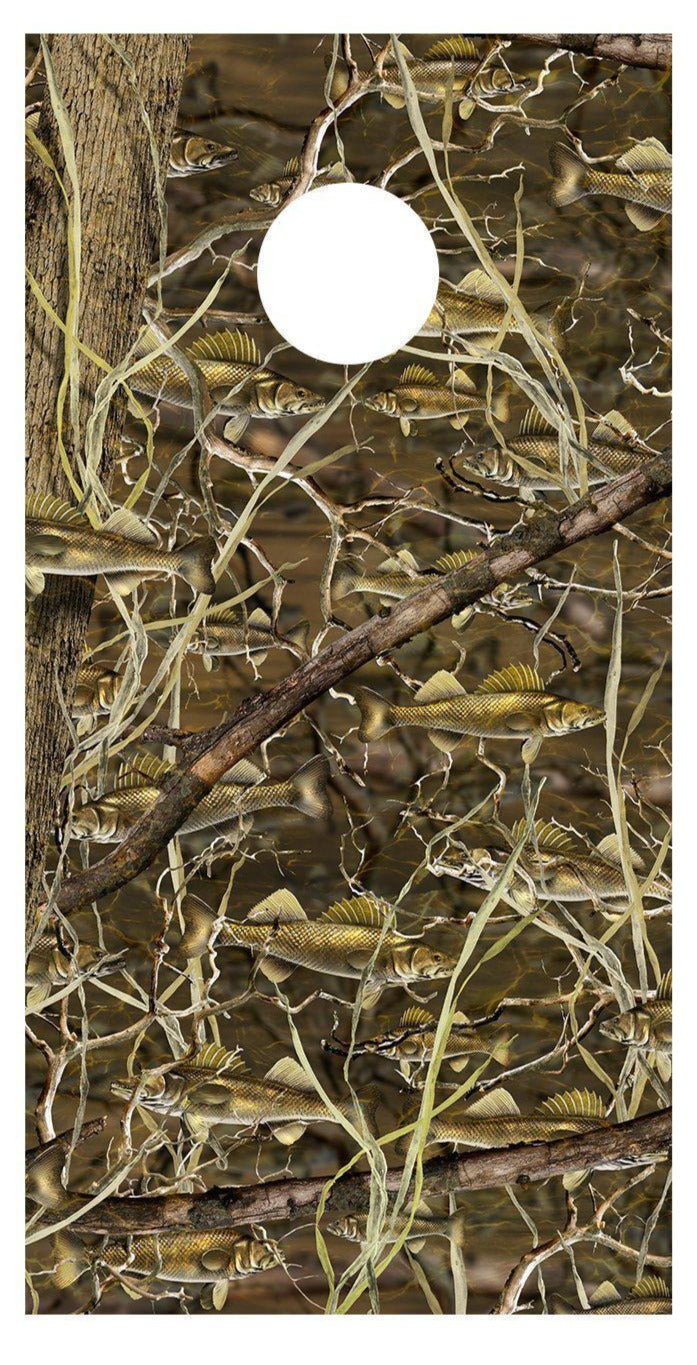 Walleye Camo Design Corn Hole Decal Wrap