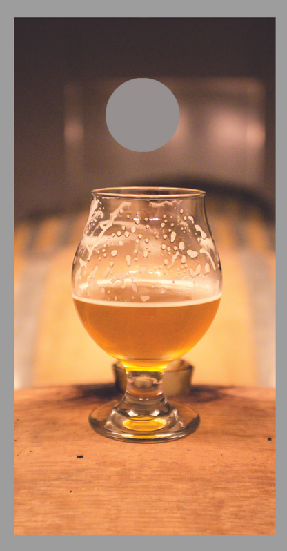 Whiskey Barrels with Glass Corn hole Board Decal Wrap