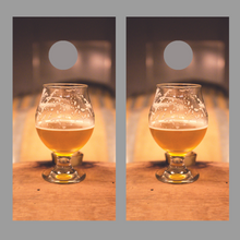 Whiskey Barrels with Glass Corn hole Board Decal Wrap