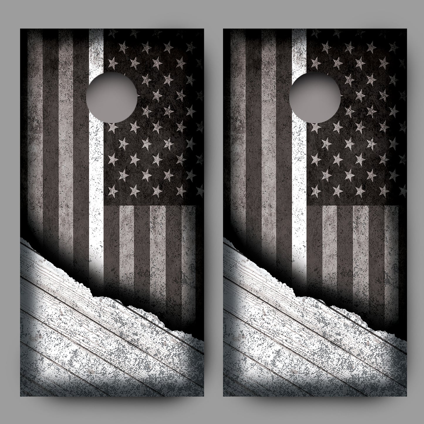 Distressed American Flag with White Line Corn Hole Wrap
