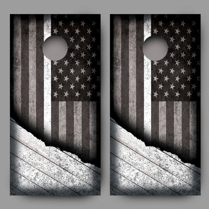 Distressed American Flag with White Line Corn Hole Wrap