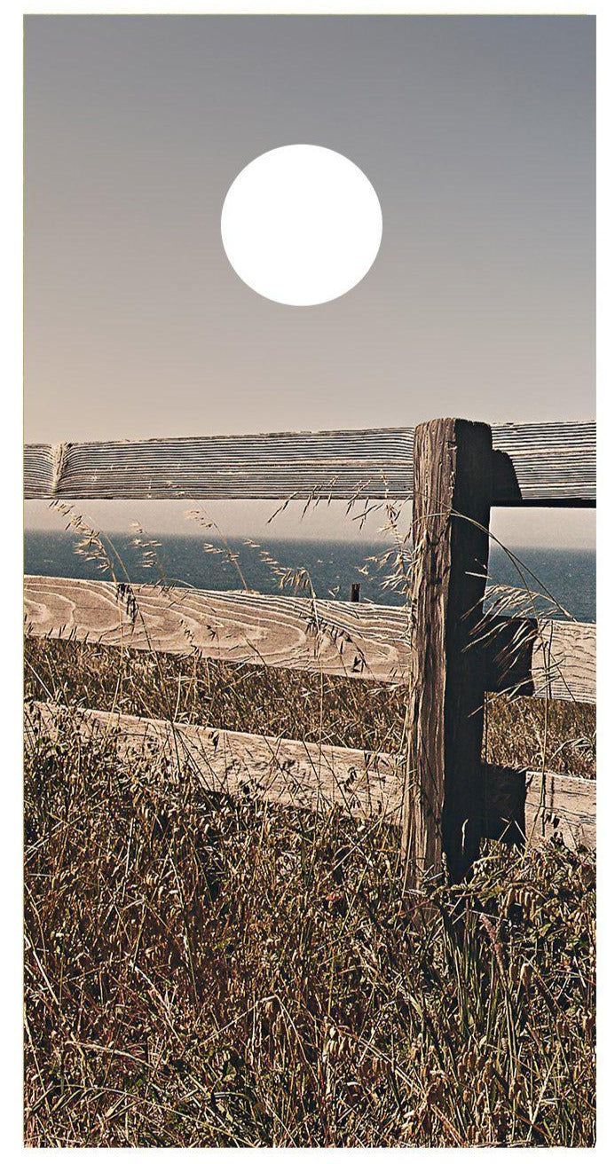 Wooden Rail Fence Cornhole Decal Wrap