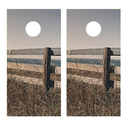 Wooden Rail Fence Cornhole Decal Wrap