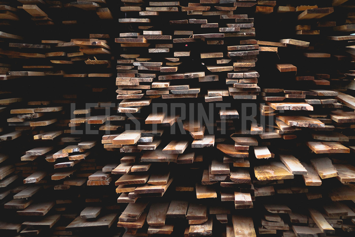 Stacked Wood Board Texture Mural Wallpaper