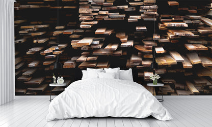 Stacked Wood Board Texture Mural Wallpaper