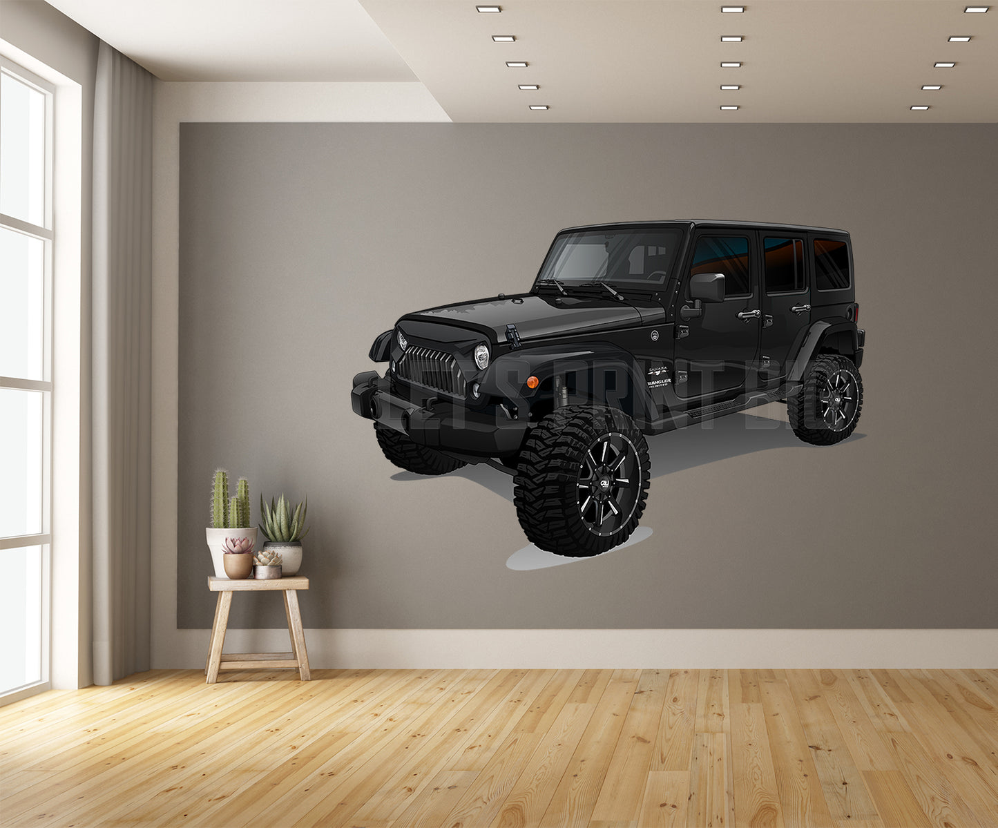 2017 Jeep Wrangler Sahara JK 4x4 Black Muscle Car Art Wall Decal