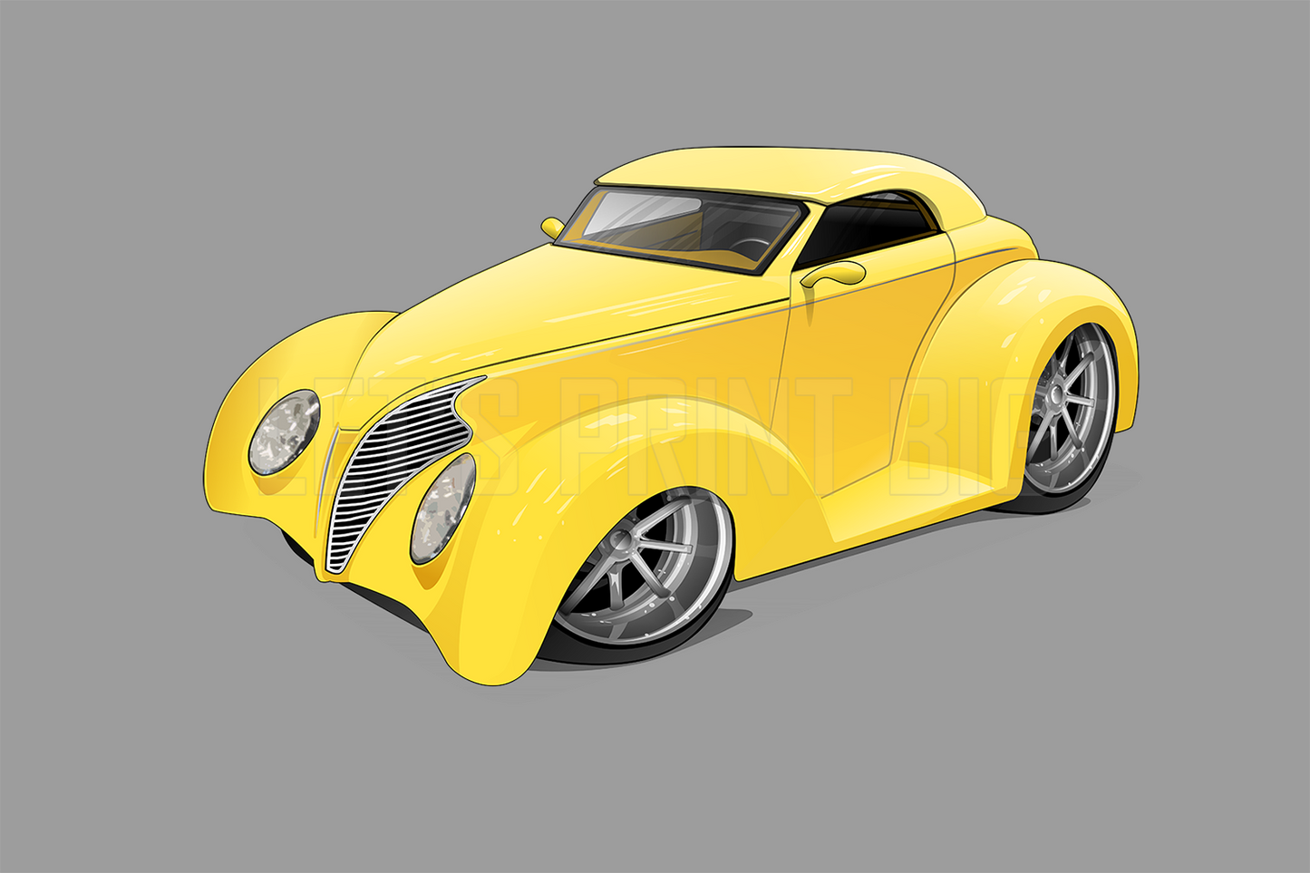 Car Art Yellow Coupe Wall Decal