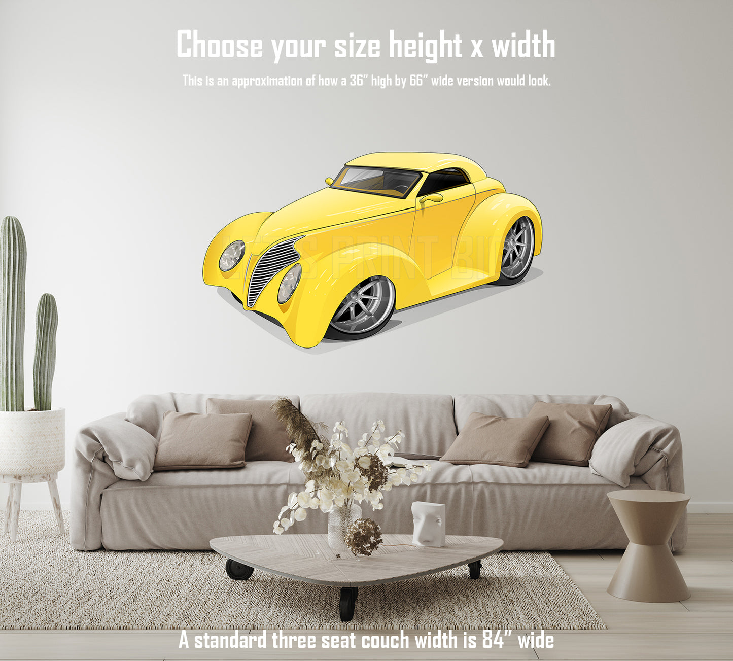 Car Art Yellow Coupe Wall Decal