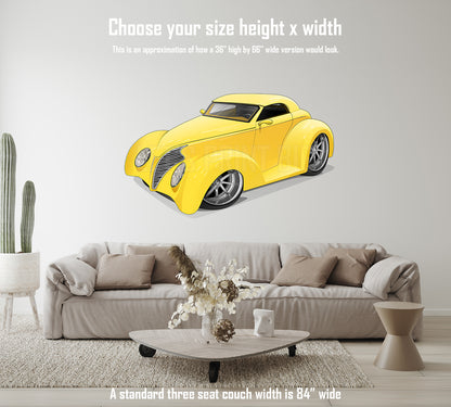 Car Art Yellow Coupe Wall Decal