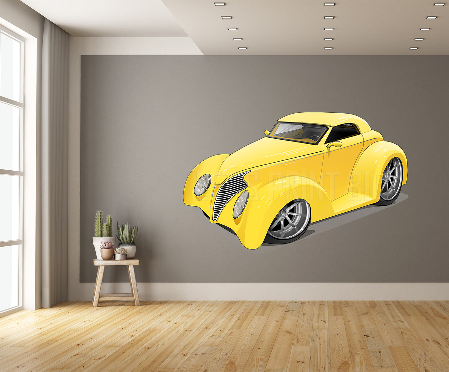 Car Art Yellow Coupe Wall Decal