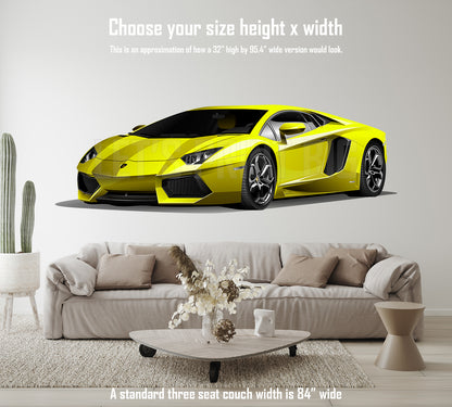 Car Art Yellow Lamborghini WALL DECAL REMOVABLE REPOSITIONABLE